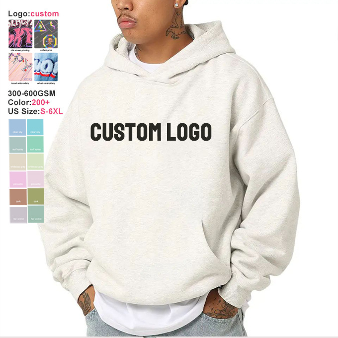 Luxury high quality custom hoodie manufacturer thick fleece cropped hoodie winter boxy pullover oversized heavyweight hoodie