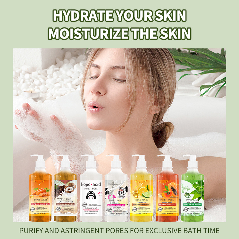 Private Label  Hydrating Body Wash Scrub Exfoliating Lightening Whitening Shower Gel Natural Whitening Body Wash