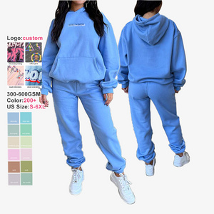 2024 Winter sweatpants and hoodie set women cargo pocket sweat pant tracksuit sweatsuit two piece jogger set sports street wear