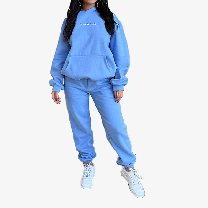 2024 Winter sweatpants and hoodie set women cargo pocket sweat pant tracksuit sweatsuit two piece jogger set sports street wear