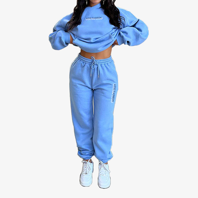 2024 Winter sweatpants and hoodie set women cargo pocket sweat pant tracksuit sweatsuit two piece jogger set sports street wear