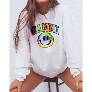 Basic corded crew sweat shirt luxury streetwear oversized embroidered jumper crewneck sublimation printed sweatshirt women