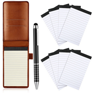 Customized Pocket Memo Holder Paper Oem Custom Pu Leather Notepad And Pen Set