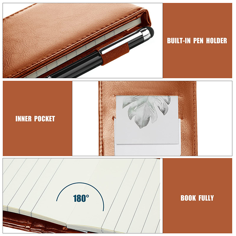 Customized Pocket Memo Holder Paper Oem Custom Pu Leather Notepad And Pen Set