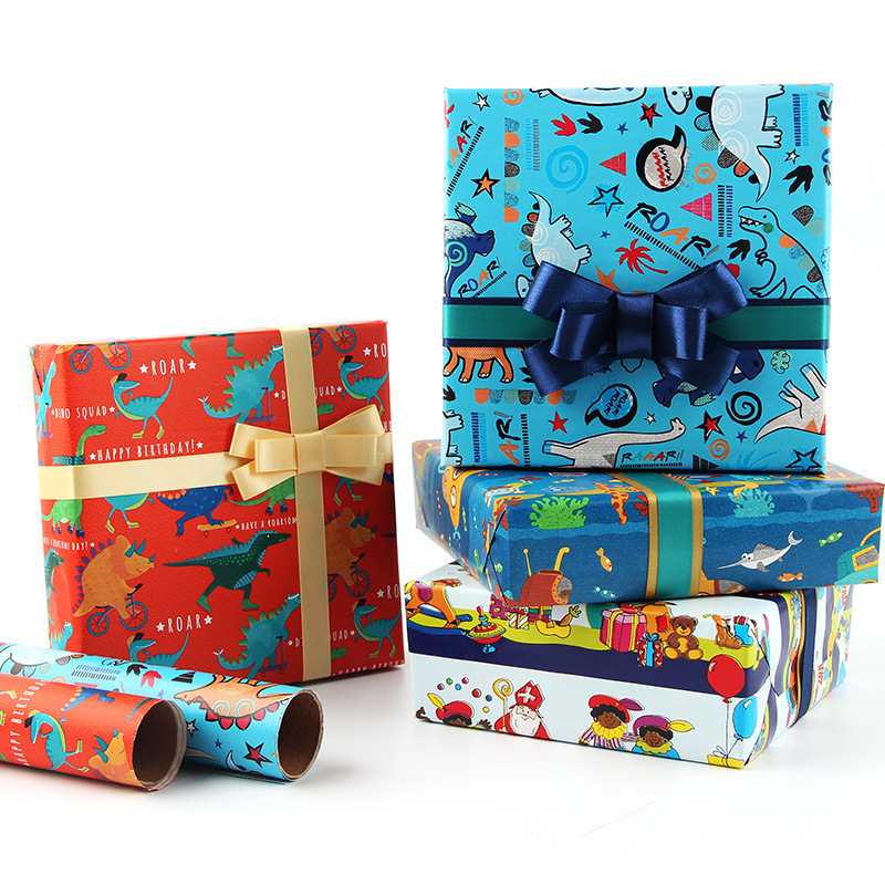 Paper Wrap Packaging Waterproof Cute Carton Custom Roll Gift Wrapping Paper