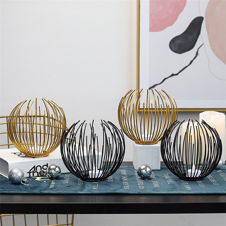 Romantic Candlelight Dinner Wedding Props Nordic Style Simple Round Geometric Metal Candle Holder