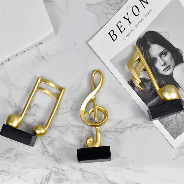 Creative Modern Fashion Home Office Art Music Trophy Resin Musical Note Statue Decorations