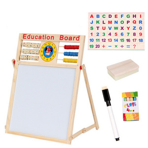 Creative Gift for Kids Wooden Education Puzzle Writing Board Multi-functional Wood Magnetic Graffiti Drawing Board