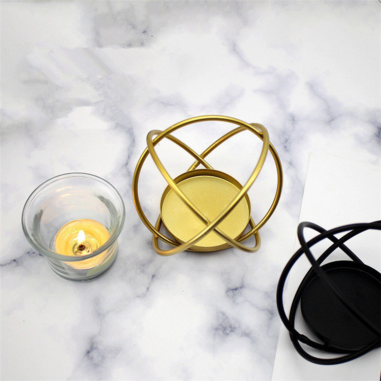 Creative Home Tabletop Decorations Nordic Gold Geometric Candle Holder Wrought Iron Golden Scented Candle Holder