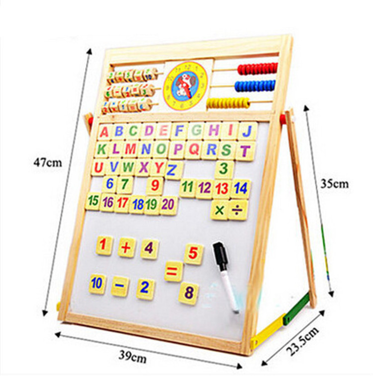 Creative Gift for Kids Wooden Education Puzzle Writing Board Multi-functional Wood Magnetic Graffiti Drawing Board