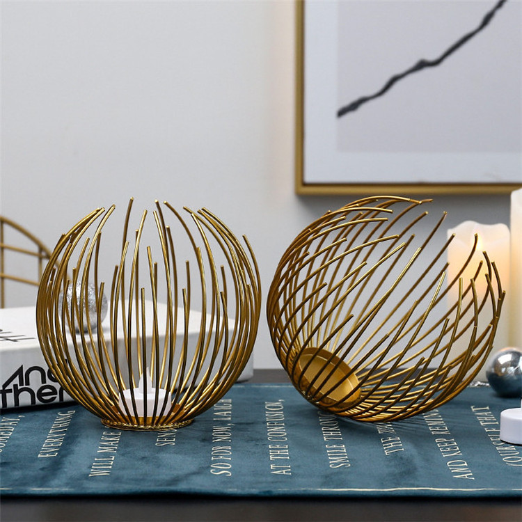 Romantic Candlelight Dinner Wedding Props Nordic Style Simple Round Geometric Metal Candle Holder