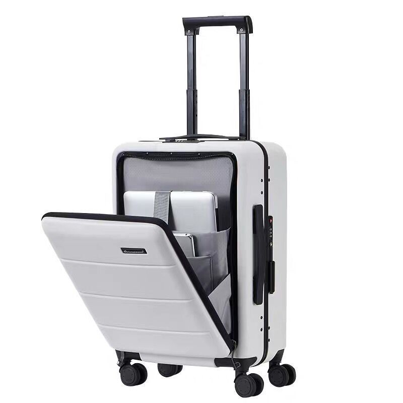 High quality aluminum frame suitcase with front pocket travel trolley luggage bag with TSA Lock