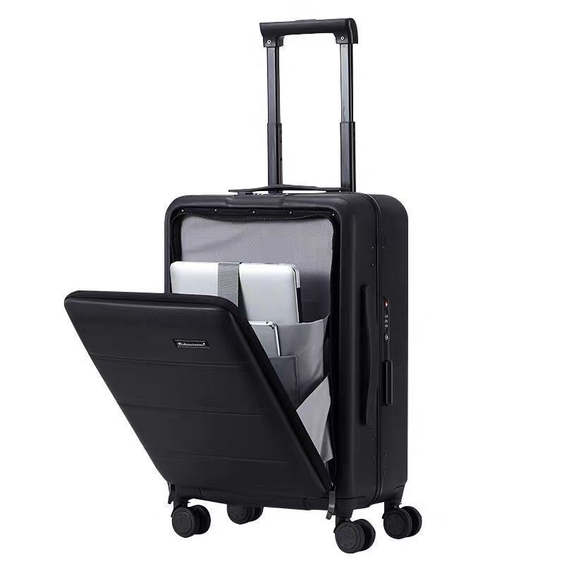 High quality aluminum frame suitcase with front pocket travel trolley luggage bag with TSA Lock