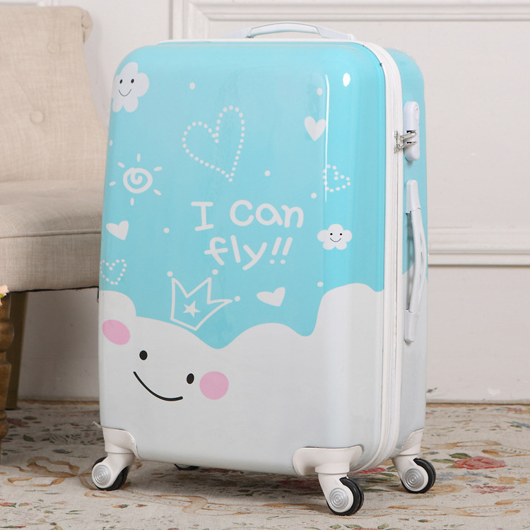 Custom Print Pink smile face pattern Kids Trolley Hard case Luggage 20/24/28'' Travel Suitcase