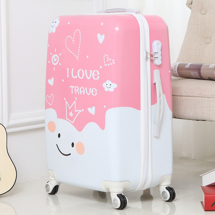 Custom Print Pink smile face pattern Kids Trolley Hard case Luggage 20/24/28'' Travel Suitcase