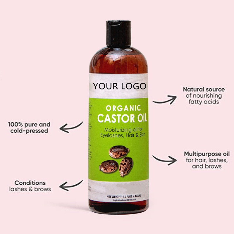 private label jamaican black castor oil for hair eyelash eyebrow growth pure cold pressed organic castor oil