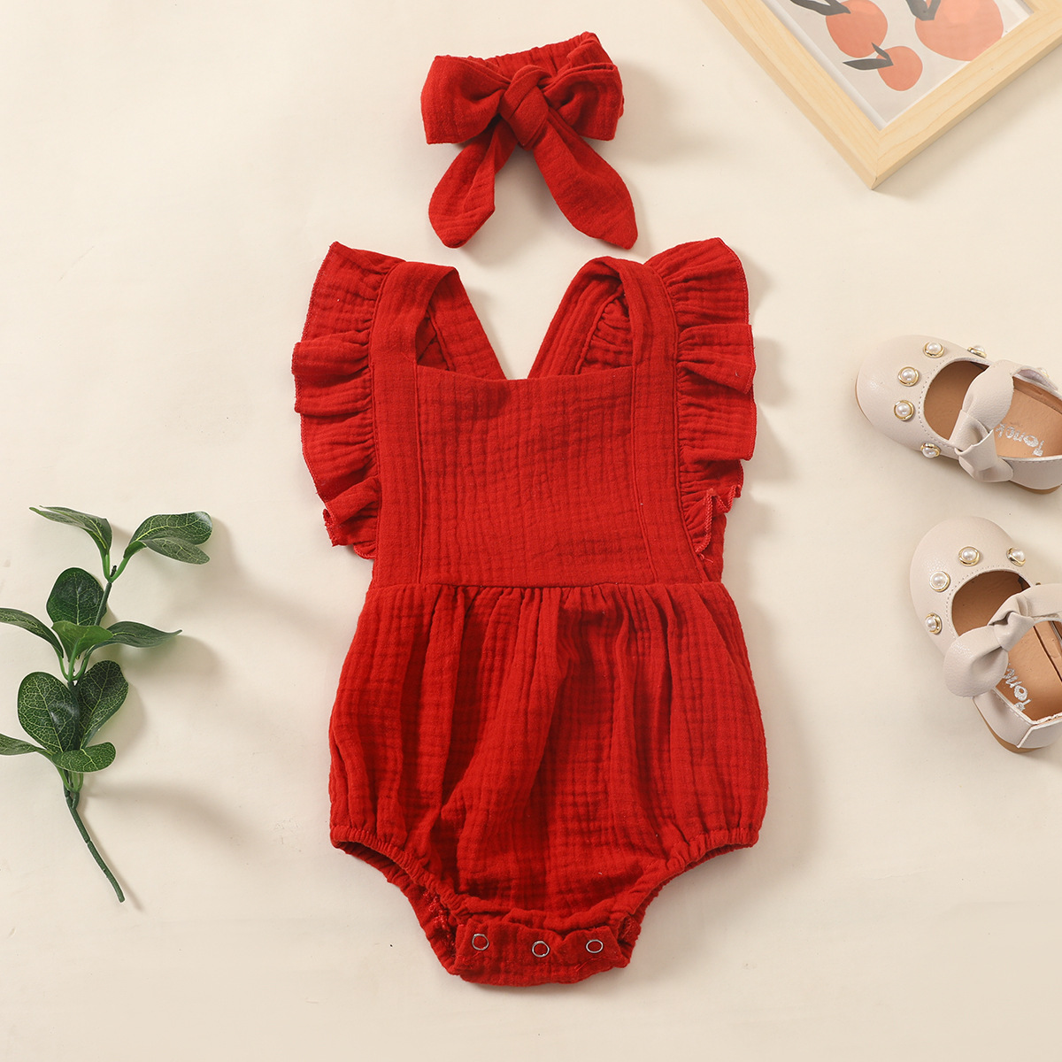 Summer Newborn Infant Baby Girls Romper + Headband Muslin Sleeveless Rompers Kids One-piece Fashion Baby Clothing