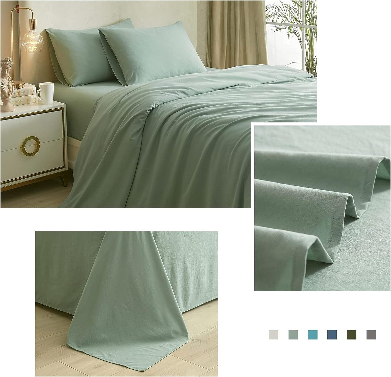 Aoyatex 4 Piece Bed Sheets and Pillowcase Set Cooling Sheets Soft Deep Pocket Sheets