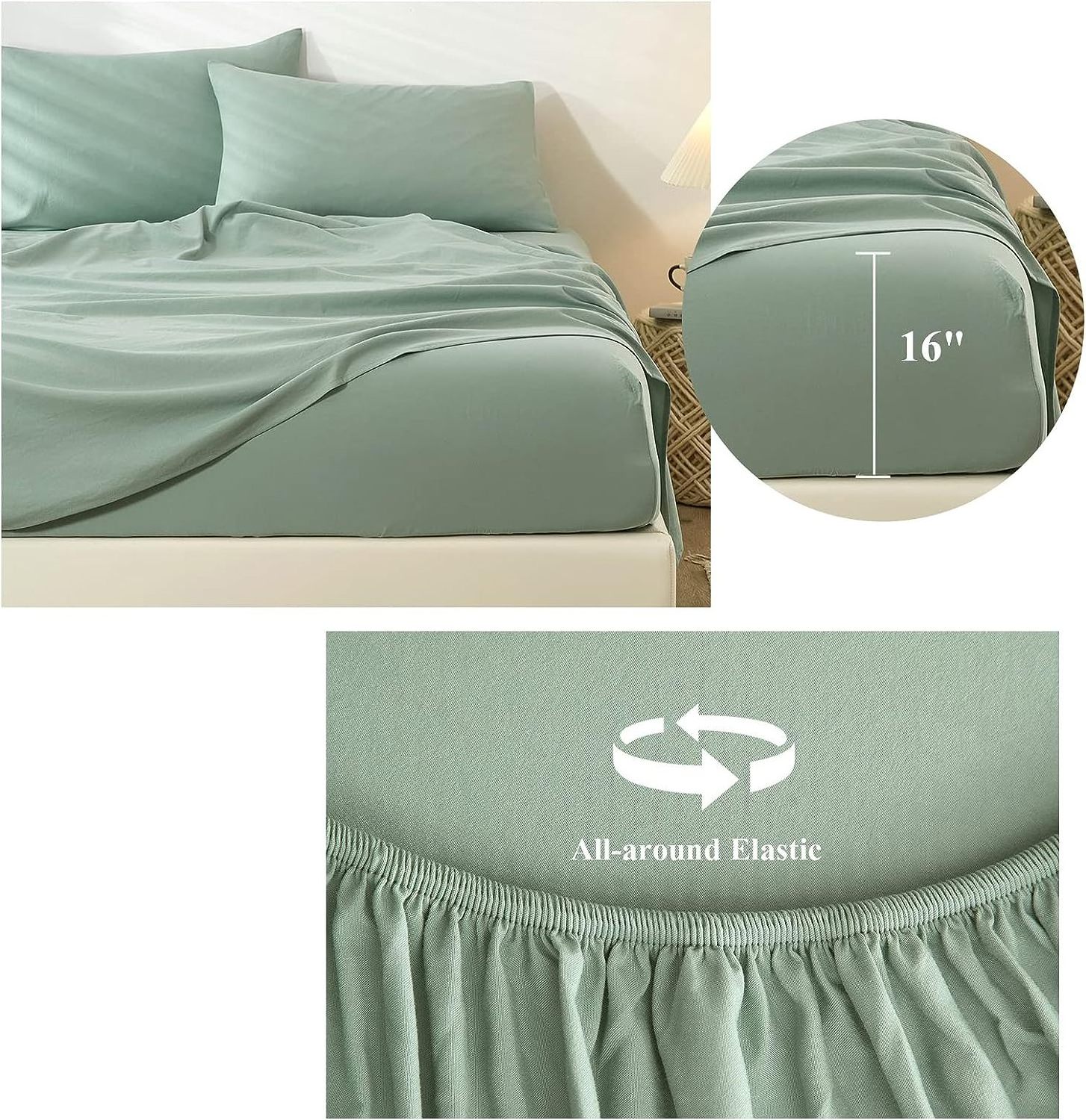 Aoyatex 4 Piece Bed Sheets and Pillowcase Set Cooling Sheets Soft Deep Pocket Sheets