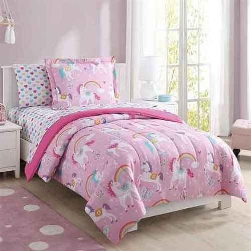 Aoyatex GIRLS Printed microfiber polyester comforter sets bedding KIDS unicorn cartoon bedding set