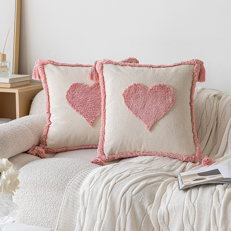 Aoyatex China direct wholesale heart style detachable pillow case embroidery living room decor pillow & cushion