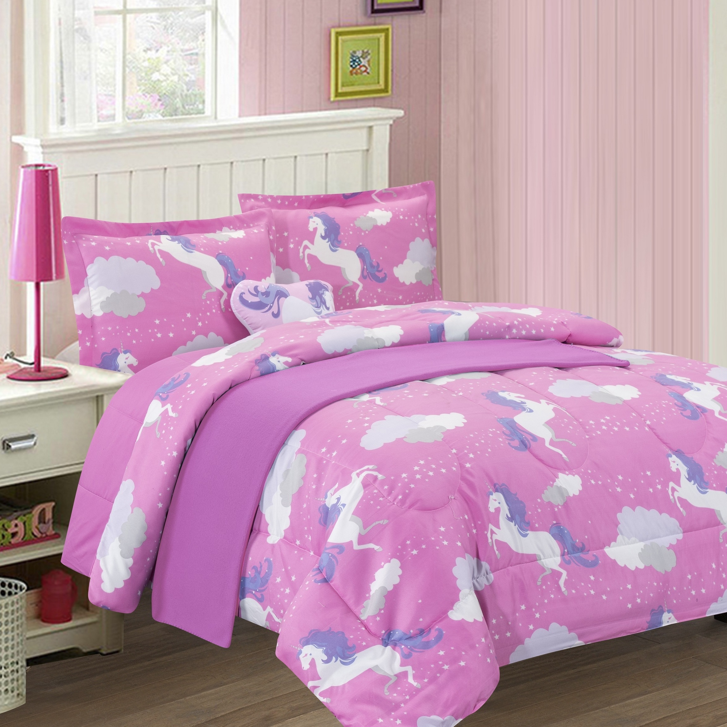 Aoyatex GIRLS Printed microfiber polyester comforter sets bedding KIDS unicorn cartoon bedding set