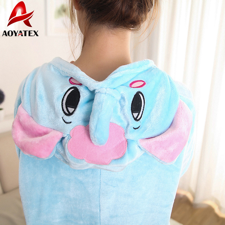 Elephant coral fleece women animal onesie