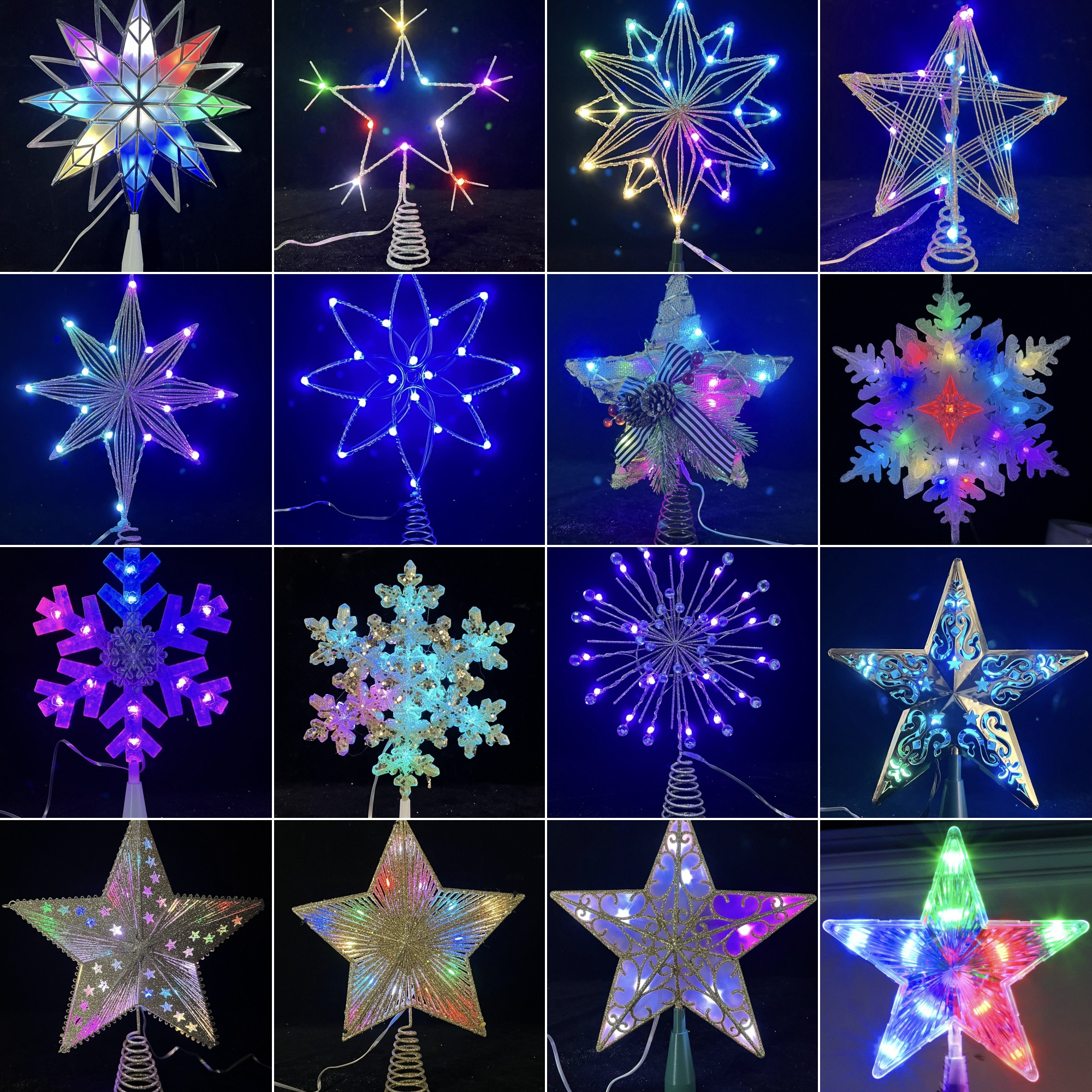 APP control with lights Pentagram Golden Tree Rope RGB Led Tree Top Star Christmas Star Tree Topper