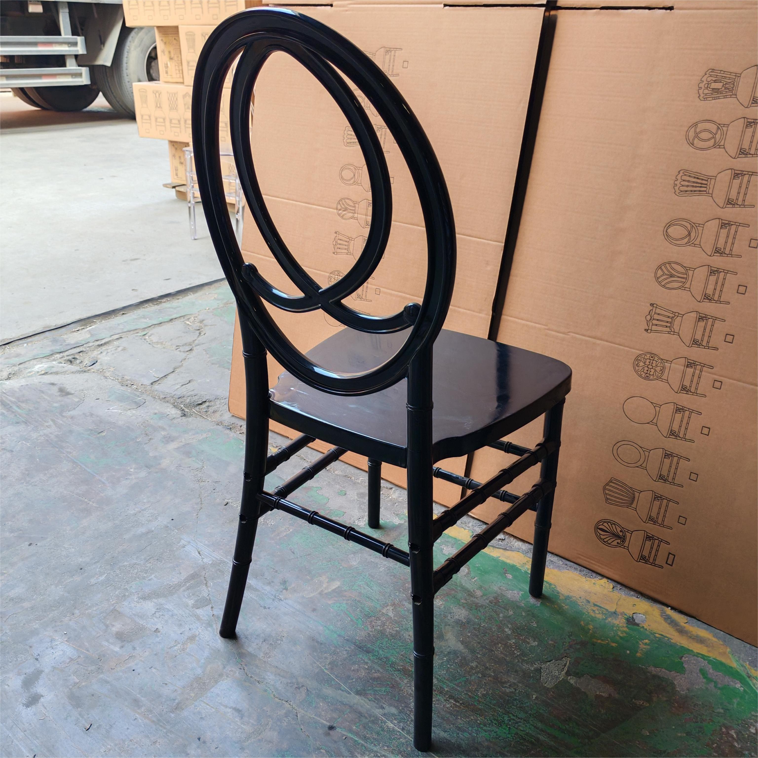 Black   acrylic  resin  phoenix chair for wedding events and restaurant dining room use