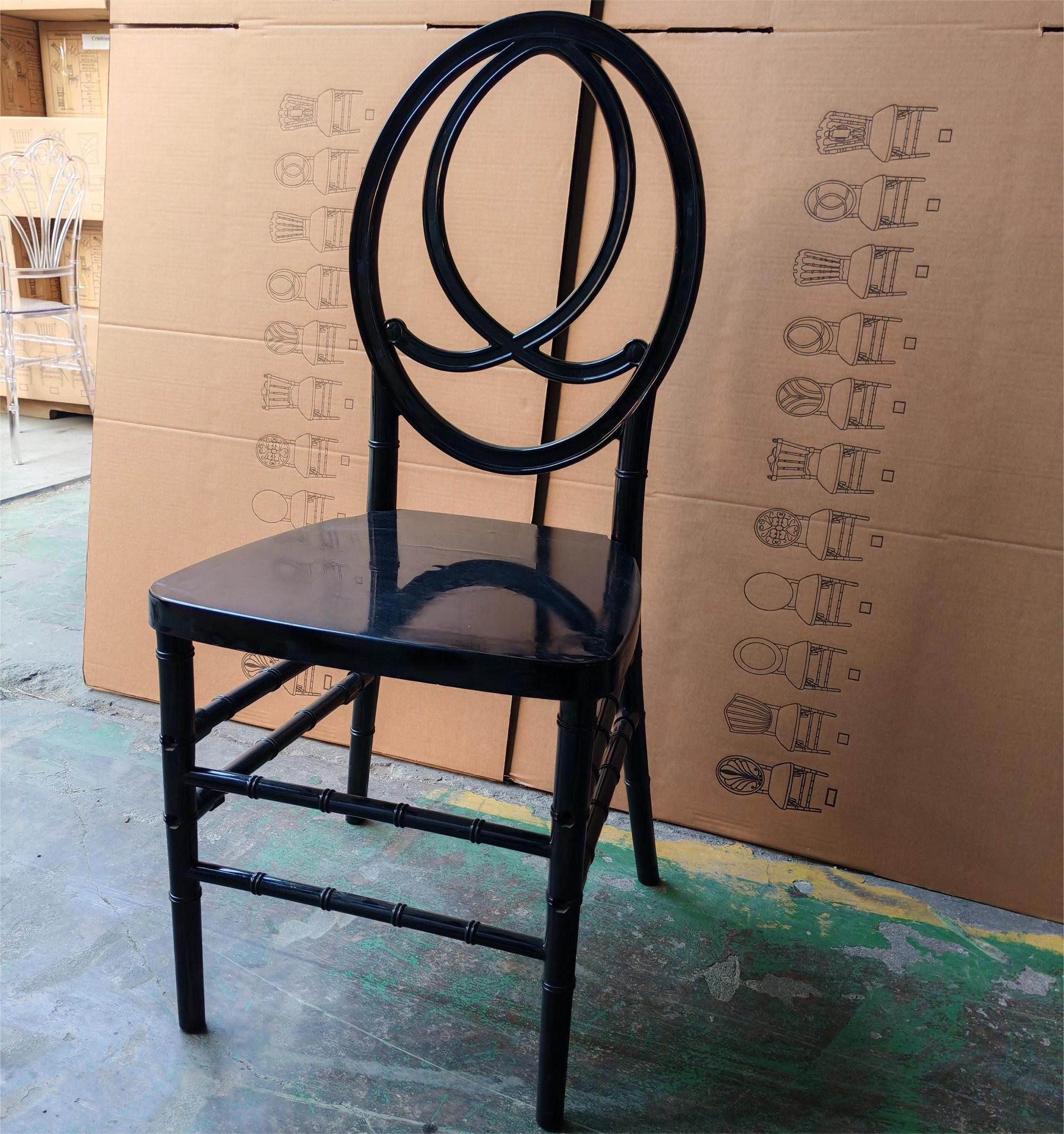 Black   acrylic  resin  phoenix chair for wedding events and restaurant dining room use