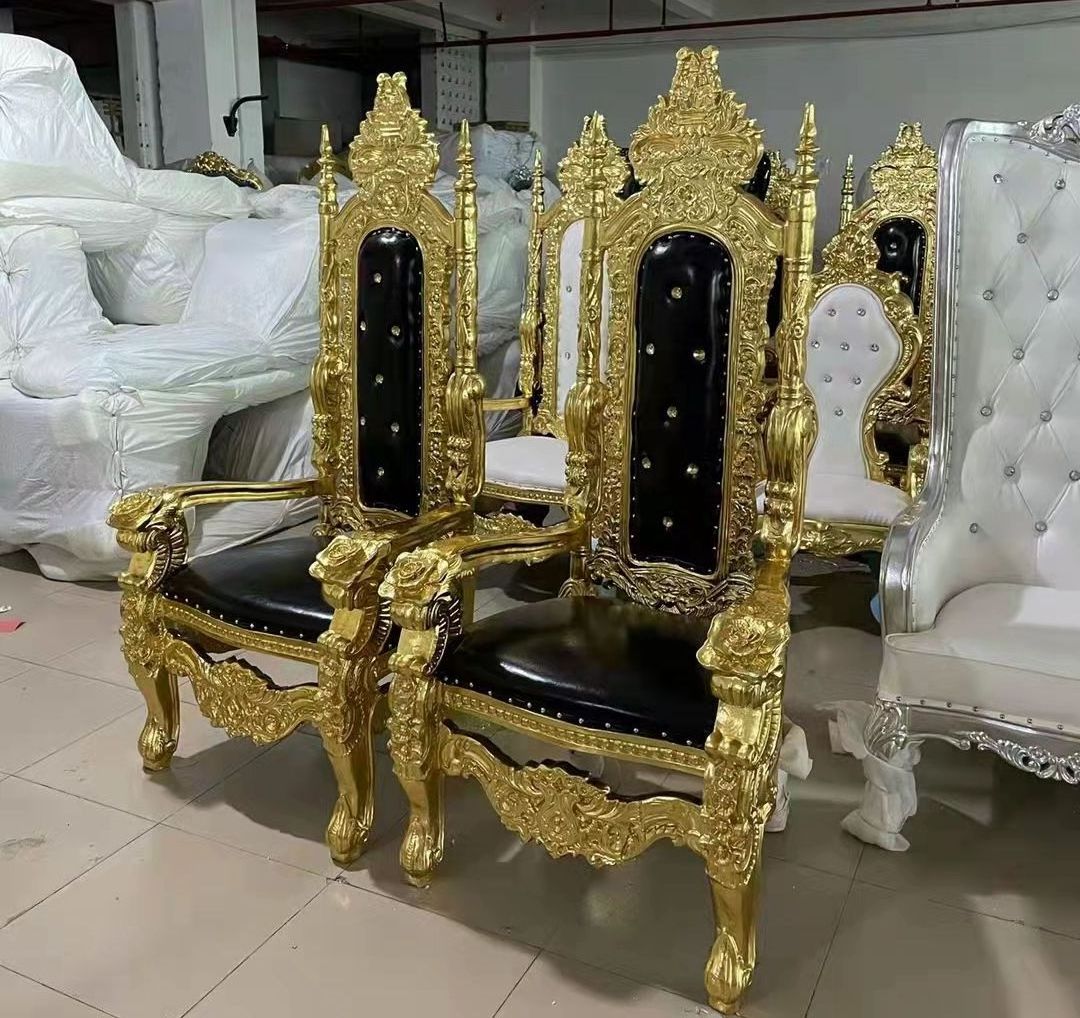 Modern Luxury Gold Wedding Sofa Royal Throne Chair for Banquet Party Bar and Living Room for Hotel Furniture Royal Events