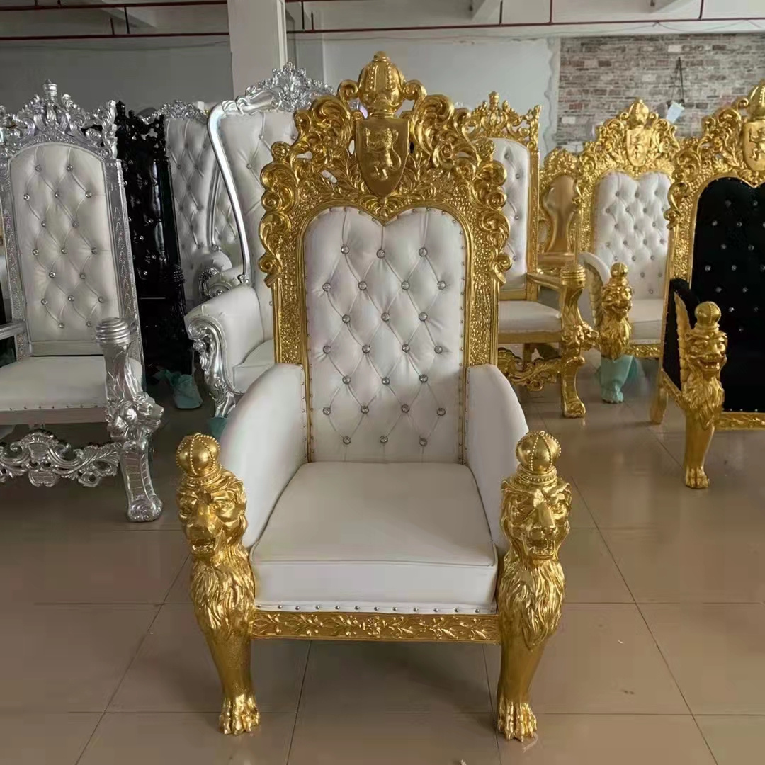 Modern Gold Leather Royal Event Throne Chair Promotional Fabric Wedding Sofa for Banquet Party Bar Apartment Hotel Furniture