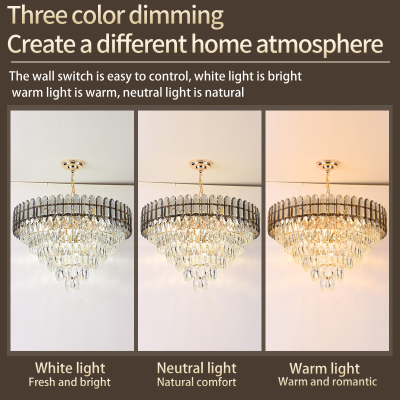 Wholesale modern round Nordic Light Hotel High ceiling luxury living room gold crystal chandelier ceiling light