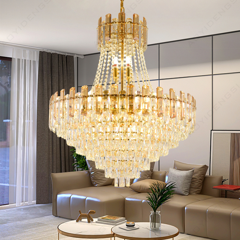 Nordic Modern home decor Stainless steel crystal gold designer gloss chandelier lighting Hanging luminaire foyer lights