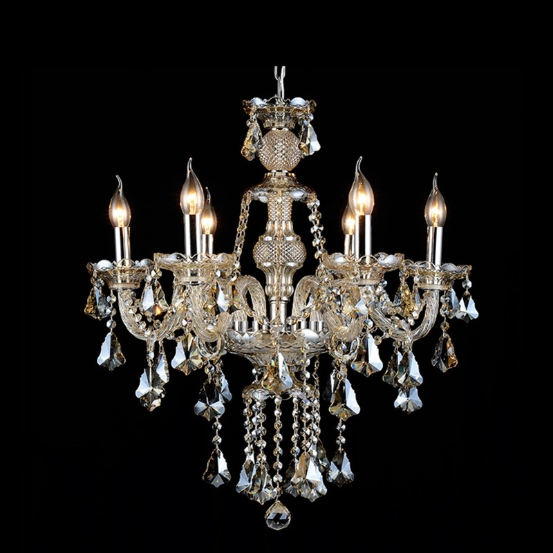 European style decoration luxury bohemian K9 crystal wedding hanging hotel lighting glass arm candle chandelier