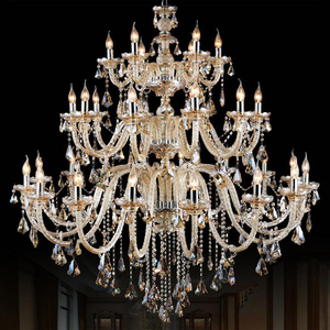 European style decoration luxury bohemian K9 crystal wedding hanging hotel lighting glass arm candle chandelier