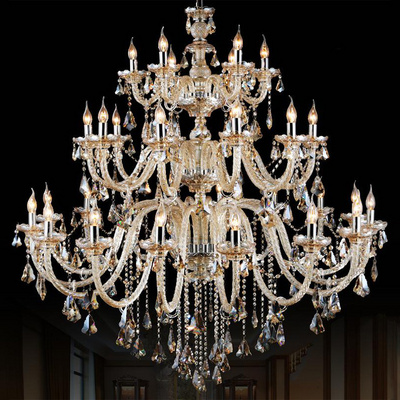 European style decoration luxury bohemian K9 crystal wedding hanging hotel lighting glass arm candle chandelier