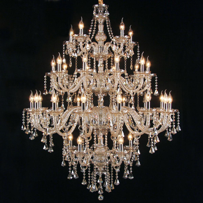 European style decoration luxury bohemian K9 crystal wedding hanging hotel lighting glass arm candle chandelier