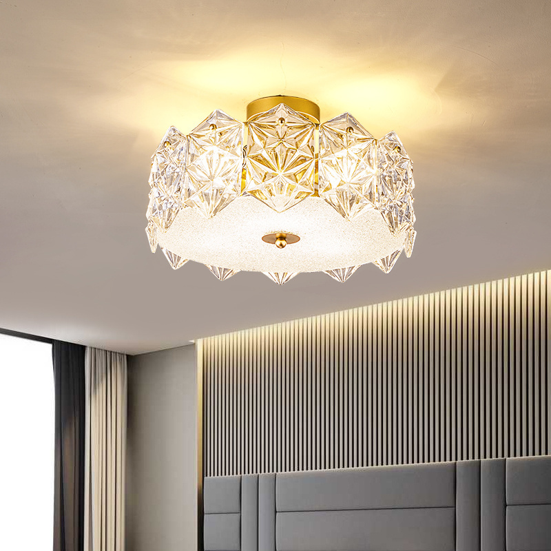 Home Decor Circular ceiling light Nordic Modern Hotel bedroom gold luxury k9 crystal ceiling light