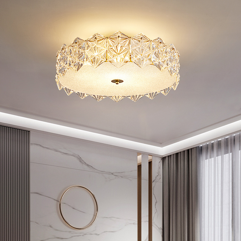 Home Decor Circular ceiling light Nordic Modern Hotel bedroom gold luxury k9 crystal ceiling light