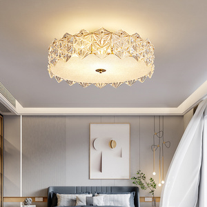 Home Decor Circular ceiling light Nordic Modern Hotel bedroom gold luxury k9 crystal ceiling light