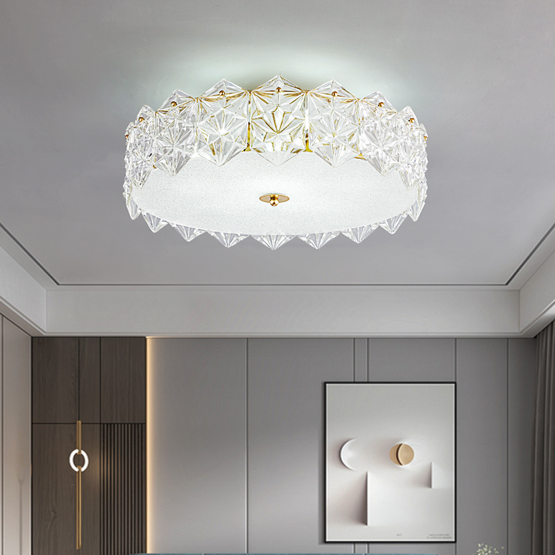 Home Decor Circular ceiling light Nordic Modern Hotel bedroom gold luxury k9 crystal ceiling light