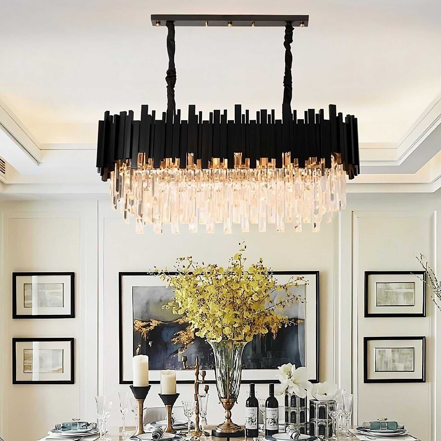 Modern black and gold pendant light luxury gold chandelier led ceiling light golden chandelier lamp for living room bedroom bar