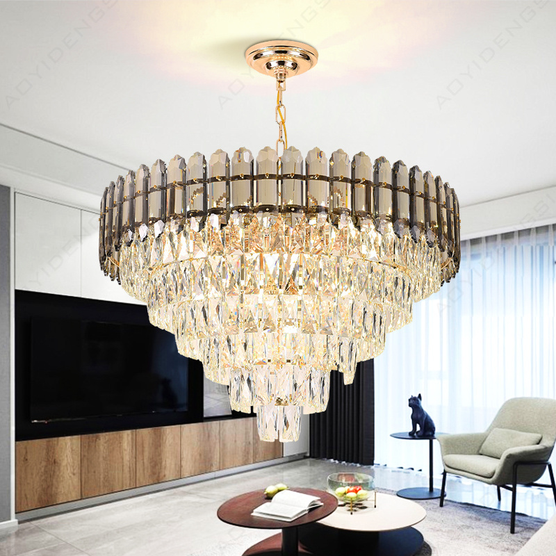 Wholesale modern round Nordic Light Hotel High ceiling luxury living room gold crystal chandelier ceiling light