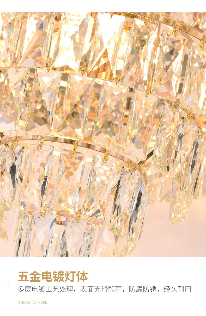 Wholesale modern round Nordic Light Hotel High ceiling luxury living room gold crystal chandelier ceiling light