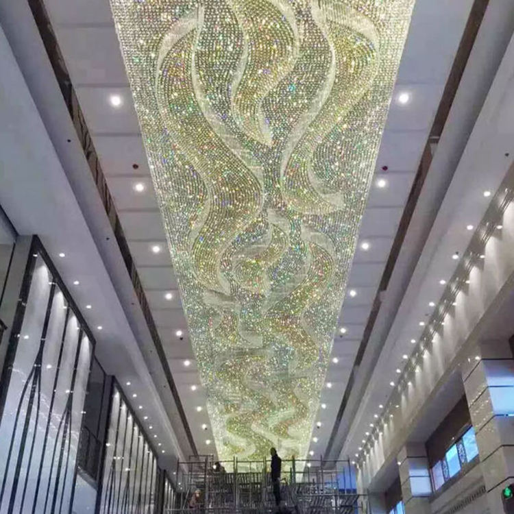 New Product Decorative Banquet Hall Shopping Mall Hotel Lobby Big Luxury Led Chandelier Ceiling Crystal Light