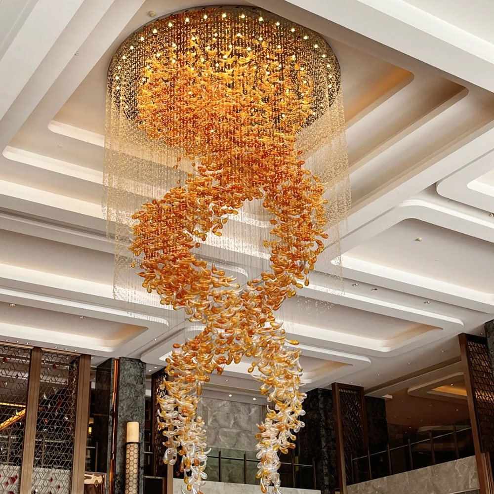 Hotel lobby crystal chandelier Banquet Hall Sales Department circular creative non-standard project light customization