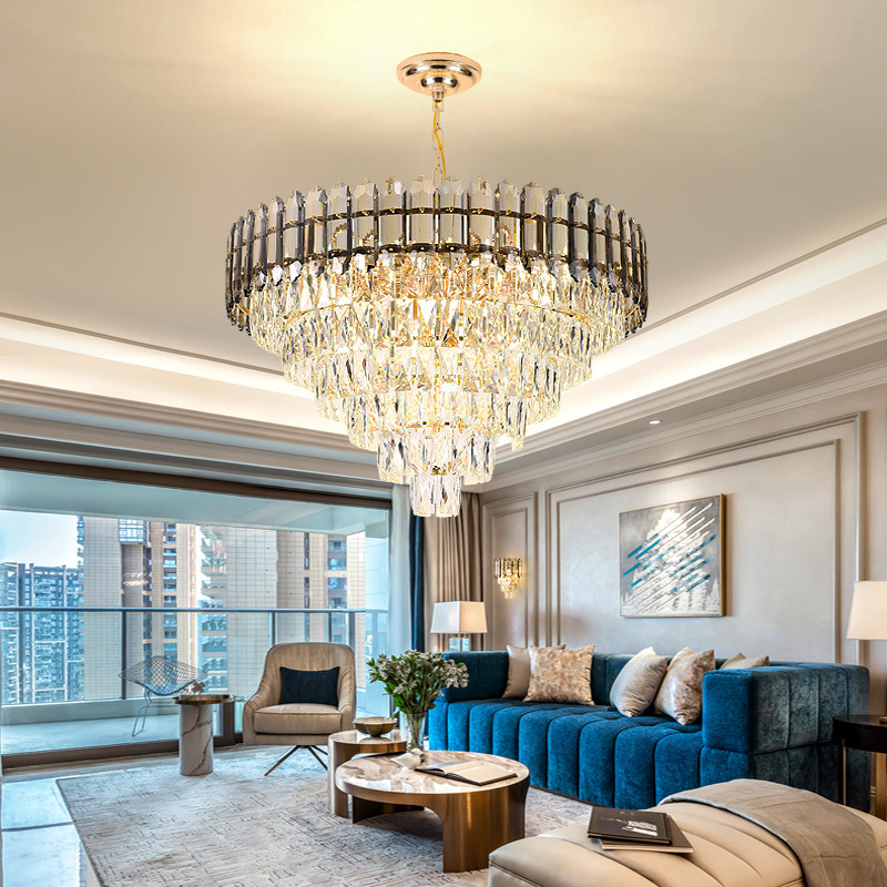 Wholesale modern round Nordic Light Hotel High ceiling luxury living room gold crystal chandelier ceiling light