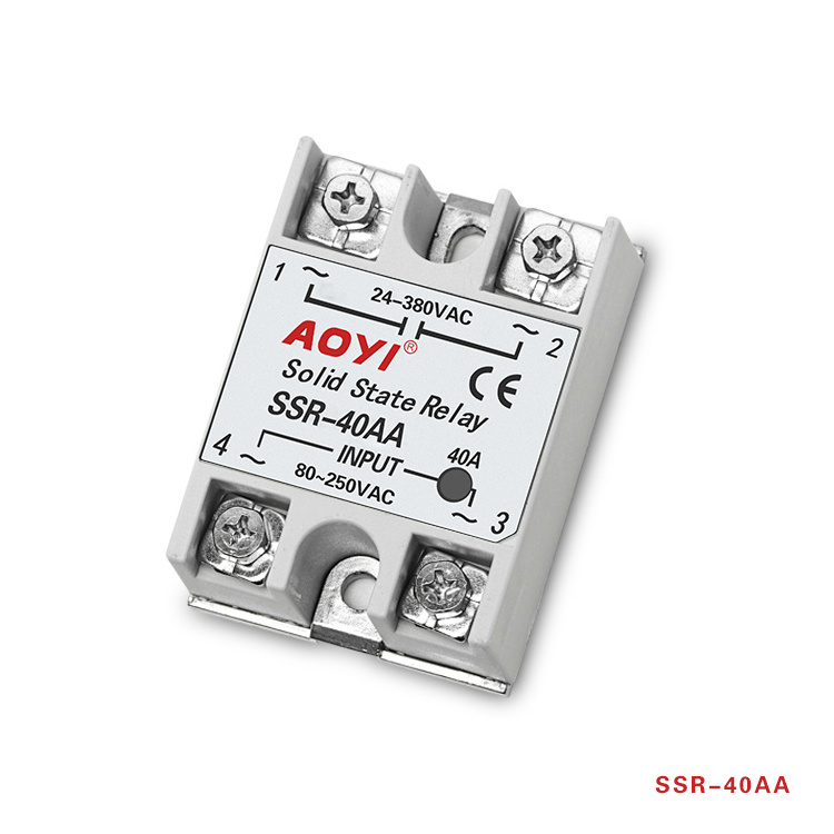 AOYI PHASE RELAY SSR-40AA AC 24-380V Solid State Relay ssr for PID Temperature Controller 40A 220VAC