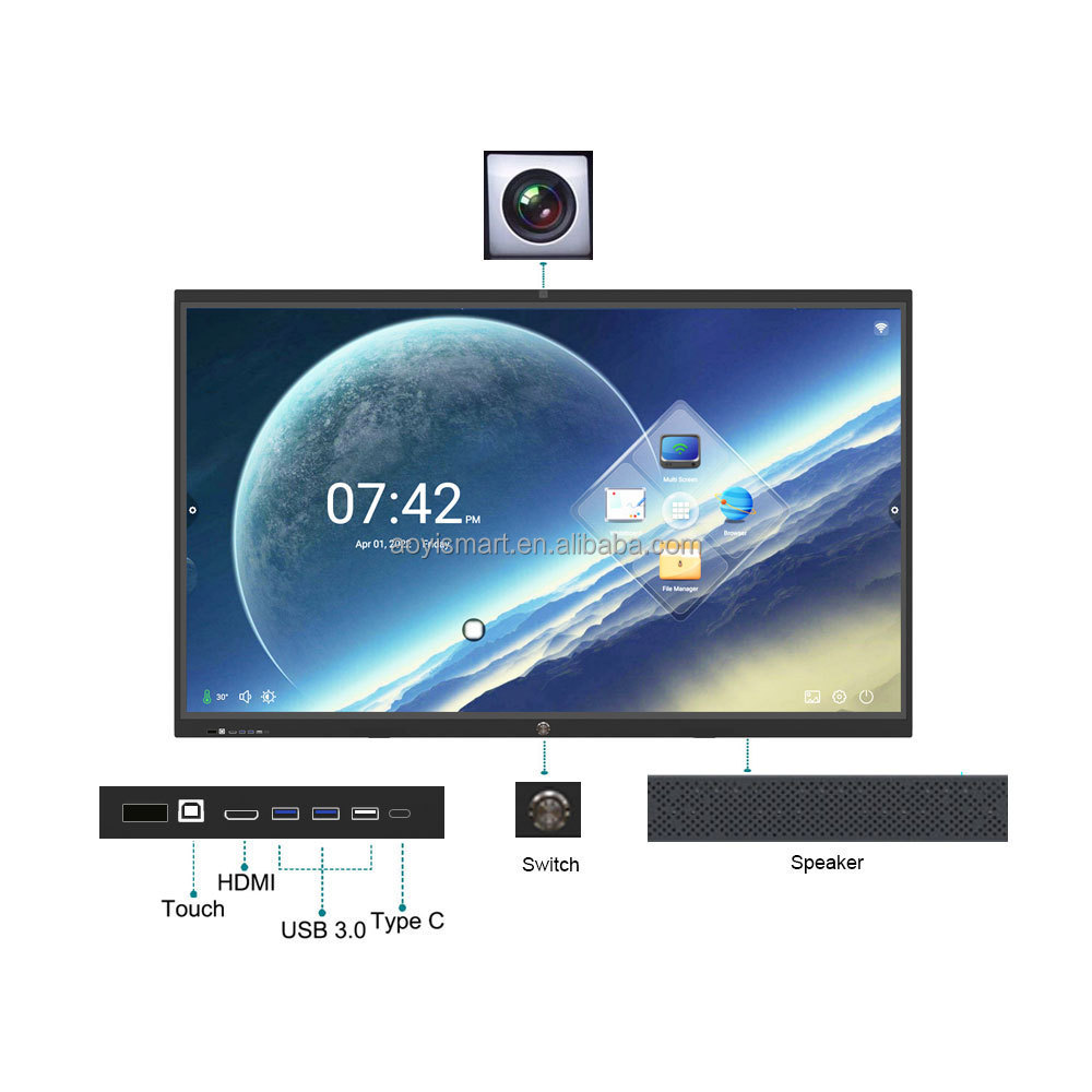 65 75 85 100 inch smart board IR touch interactive whiteboard 4K electronic LCD touch tv for classroom